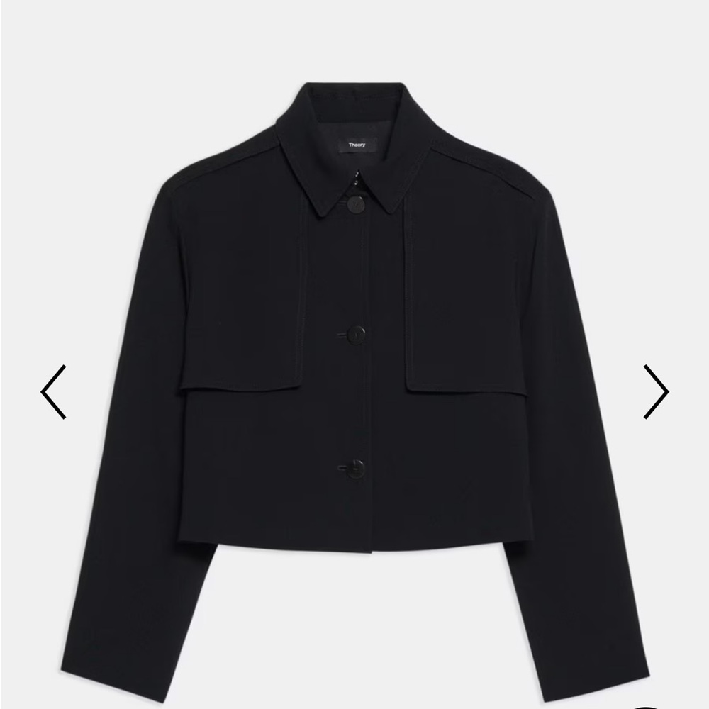 Theory Cropped Trench Coat in Admiral Crepe